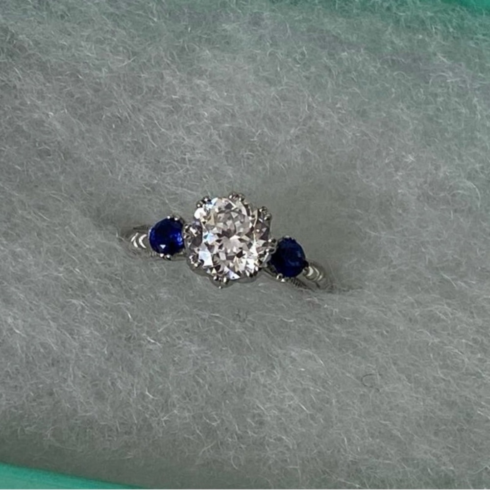 QVC TACORI Diamonique & Sapphire Sterling Ring 6